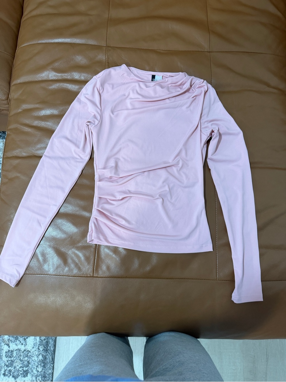 Divided Soft Pink Long-Sleeve Ruched Tee